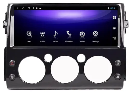 Магнитола для Toyota FJ Cruiser 2005-2022 (цвет рамки черный) - Kuberg ZH-T1216B монитор 12.3" на Android 12, Быстрая, CarPlay, SIM-слот