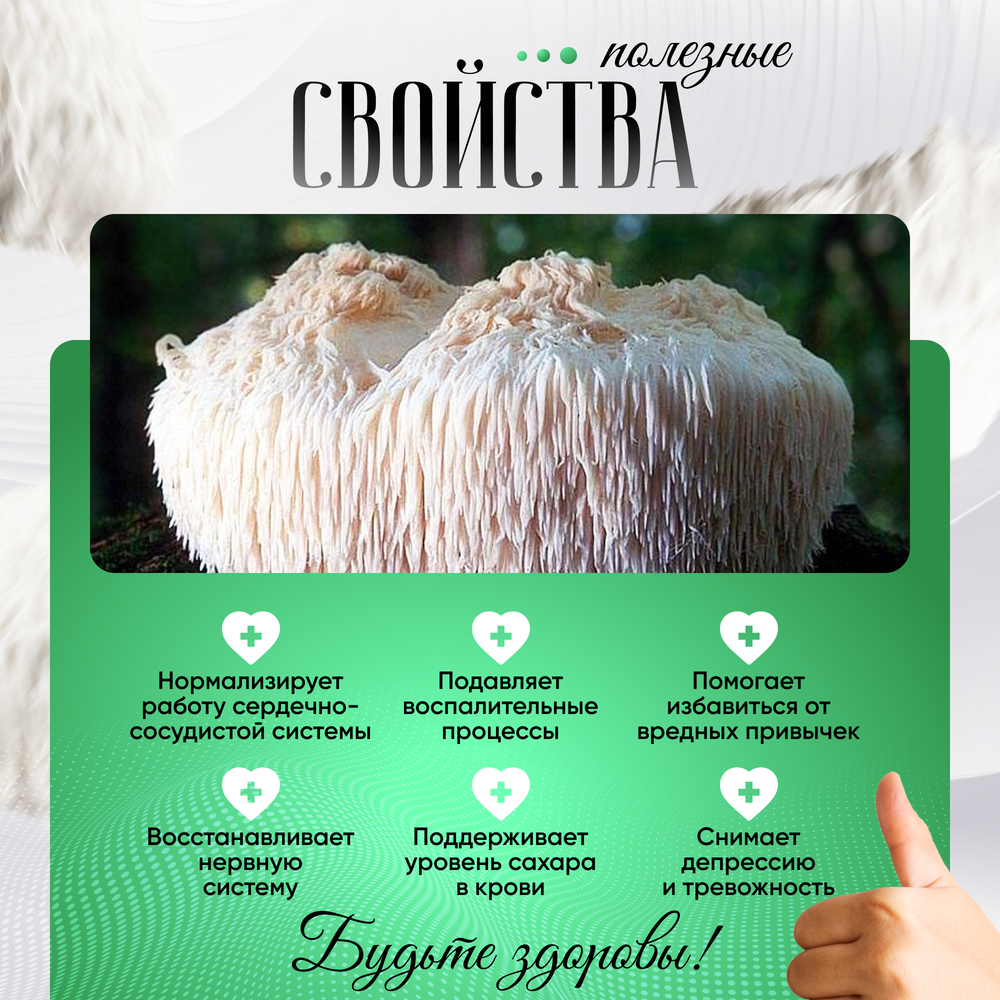 Ежовик гребенчатый, ежевик lions mane, капсулы 120 шт.