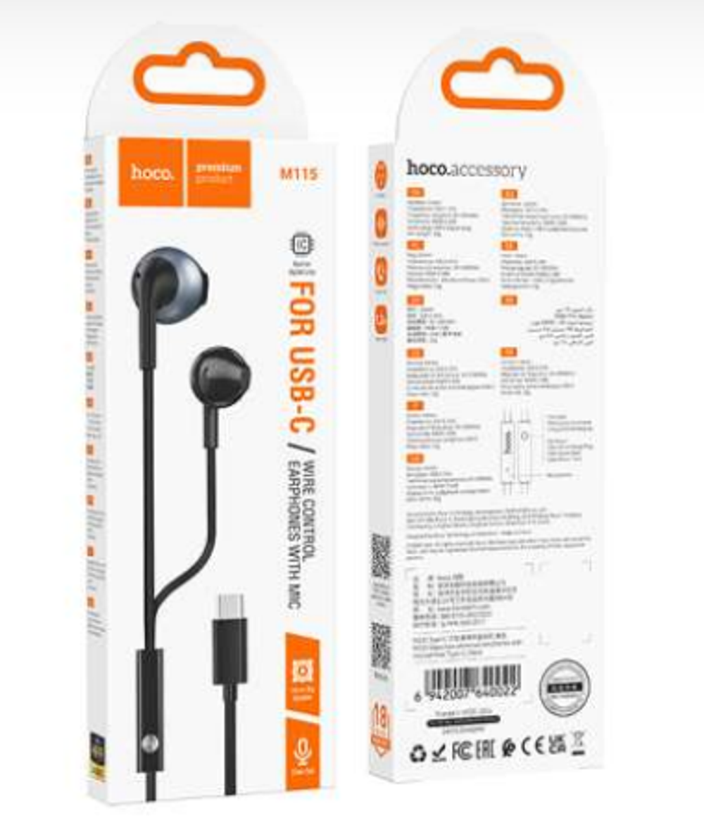 Стереонаушники Hoco M115 Pro с микрофоном Type-C белые