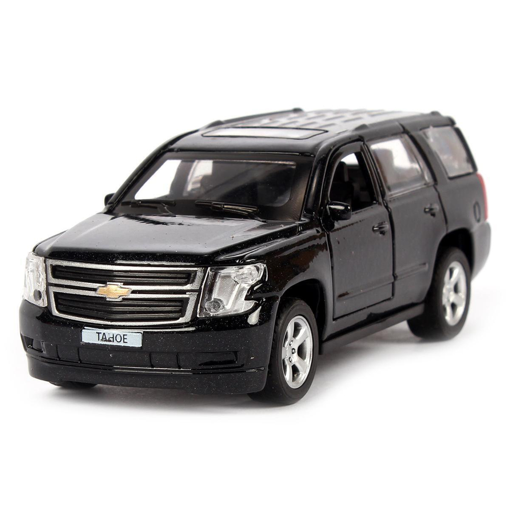 Модель ин. мет. "Chevrolet Tahoe" 12см, двери, багаж, черный, коробка TAHOE-BK (Технопарк)