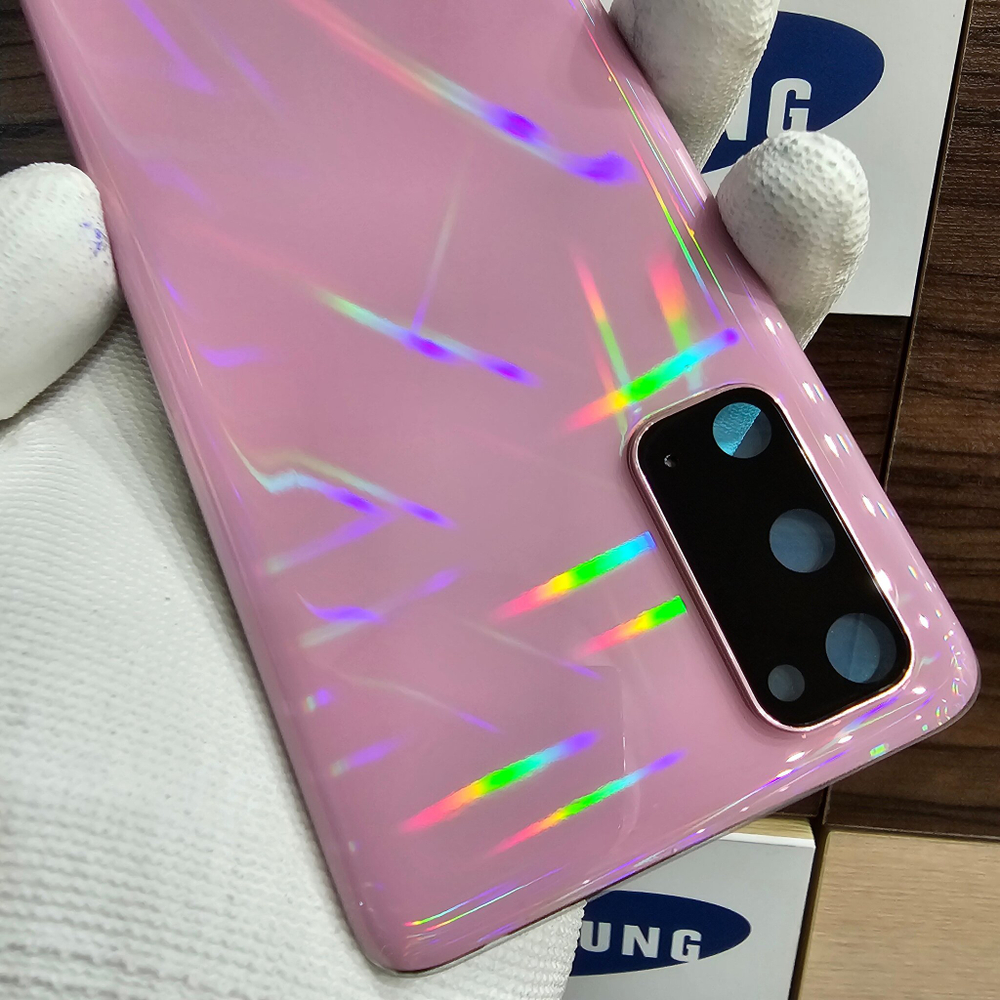Крышка для Samsung S20 - стеклянная панель "хорошее качество" (розового цвета)