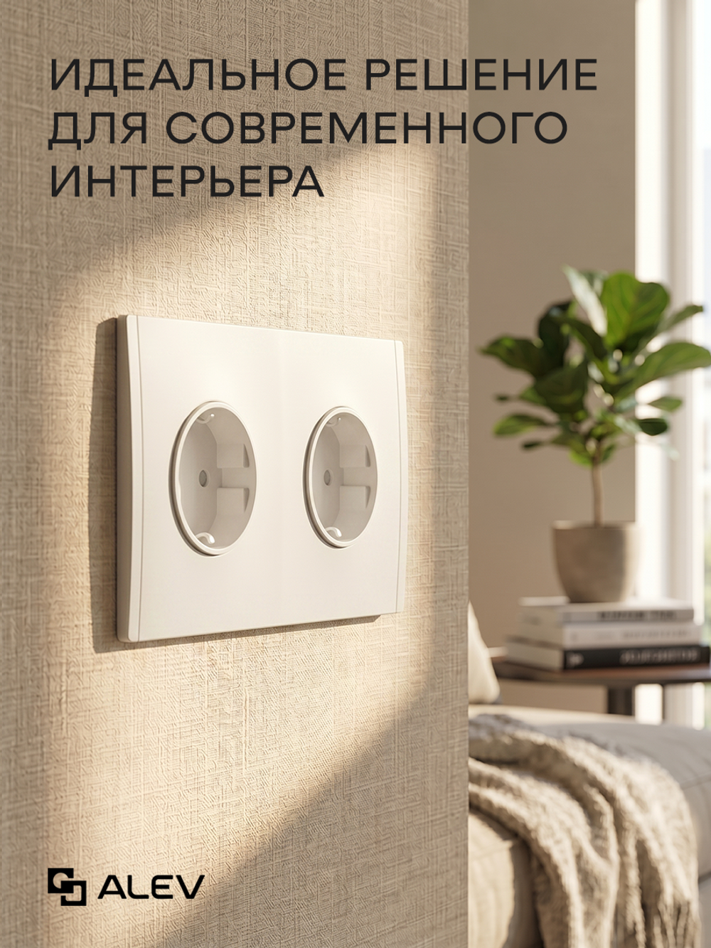 Ультратонкая двойная розетка, белая