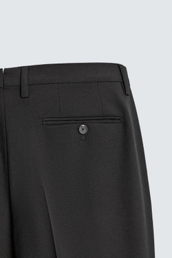ZARA КОСТЮМНЫЕ БРЮКИ ИЗ 100% ШЕРСТИ, ЧЕРНЫЙ