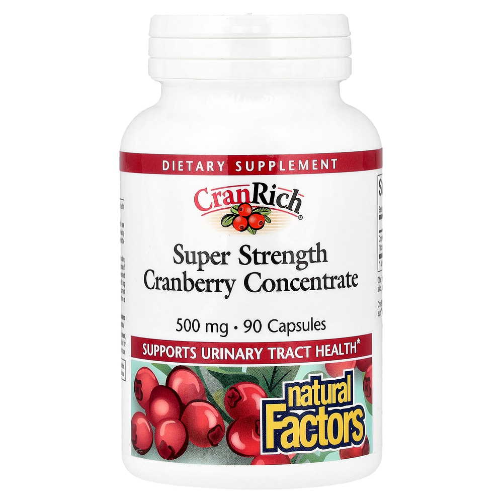 Natural Factors, CranRich®, концентрат клюквы, суперсила, 500 мг, 90 капсул