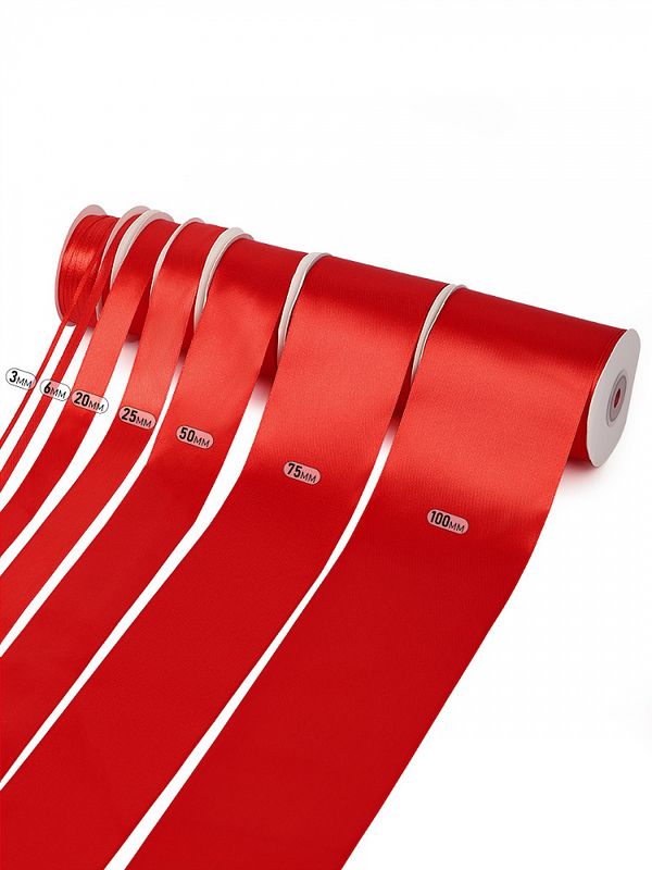 Лента атласная 1-сторонняя 12.0 мм / 22.5±1 метра, 3095 красный, Magic4Hobby