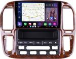 Магнитола для Toyota Land Cruiser 100, Lexus LX470 1998-2002 (климат на ШГУ, рамка дерево) - FarCar S500-TS20 монитор 9.5" 2K QLED на Android 14, Быстрейшая, CarPlay, 4G SIM-слот