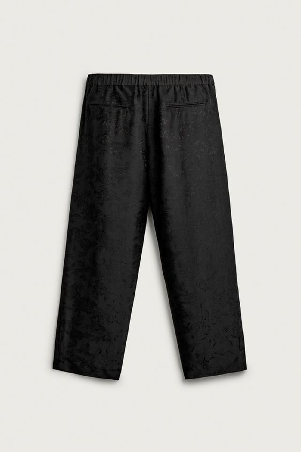 ZARA ЖАККАРДОВЫЕ СТРУЯЩИЕСЯ БРЮКИ С ЦВЕТОЧНЫМ ПРИНТОМ, ЧЕРНЫЙ