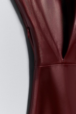 ZARA X BAISI GUADAGNINO КОЖАНОЕ ПЛАТЬЕ, ВИННЫЙ