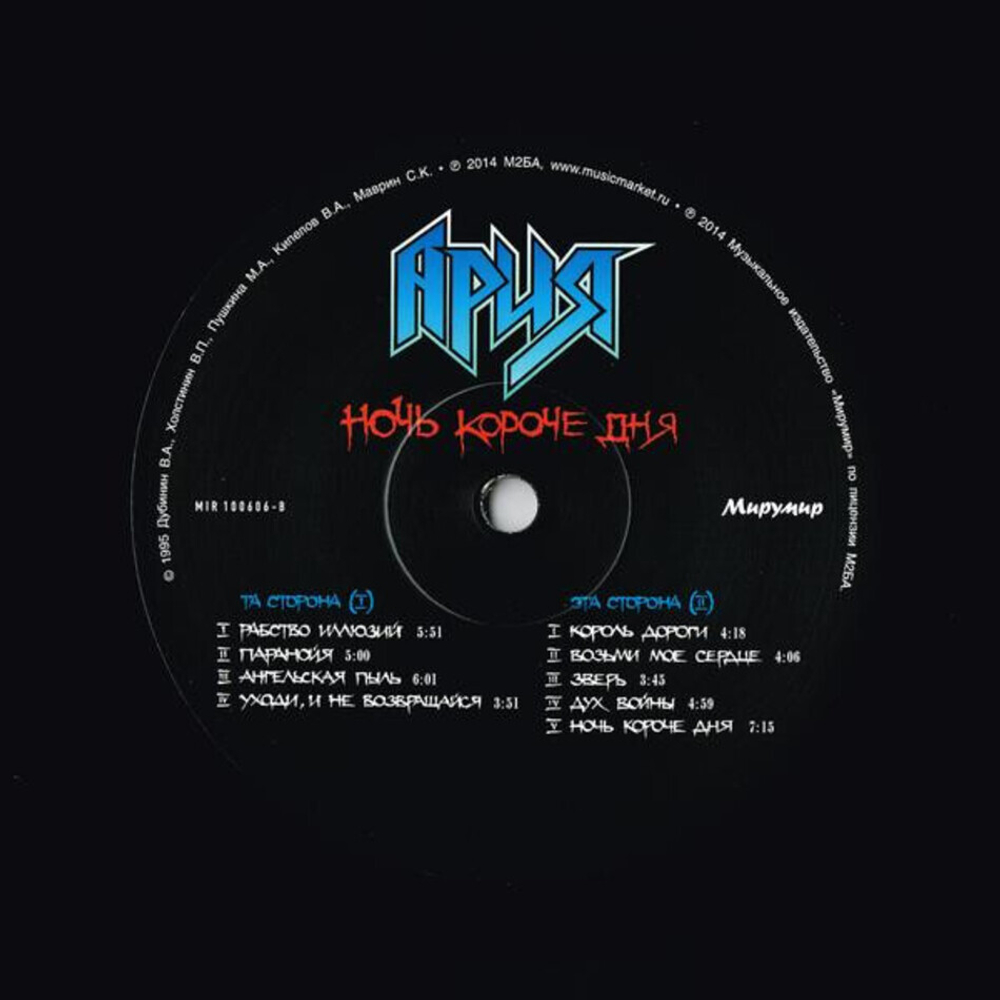 Ария / Ночь Короче Дня (LP)