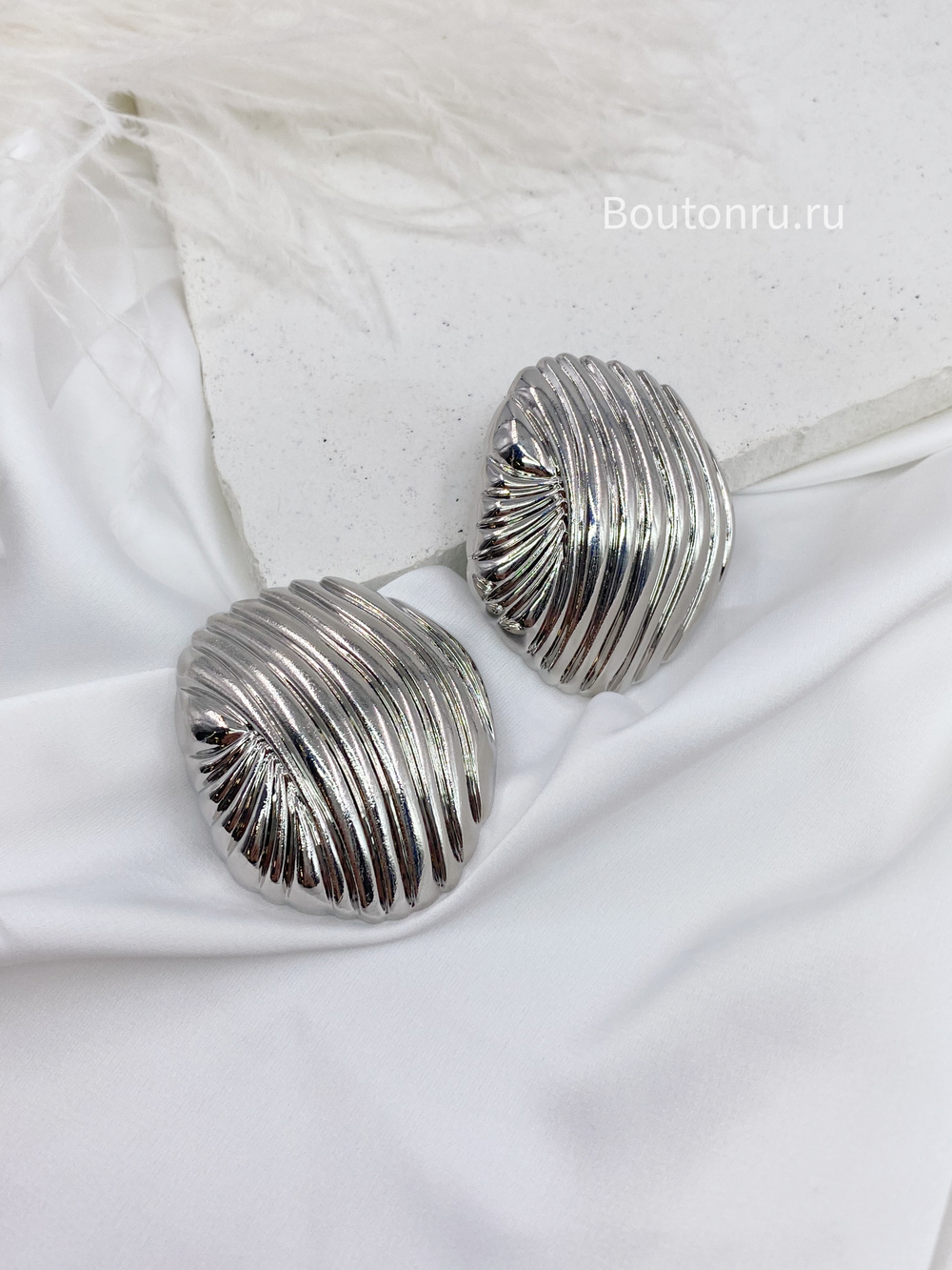 Серьги СЛ. серебро рифленое