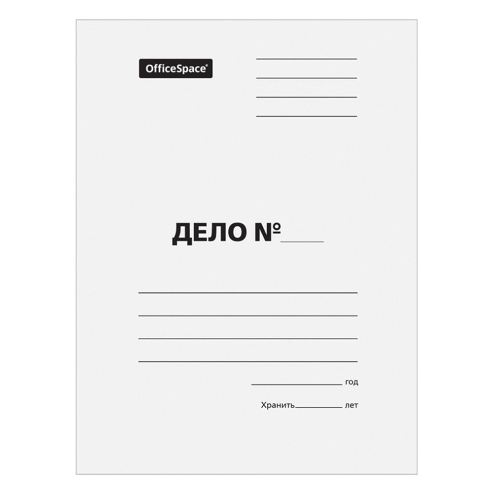Скоросшиватель Дело, 440г/м2, картон мелованный, белый, Спейс