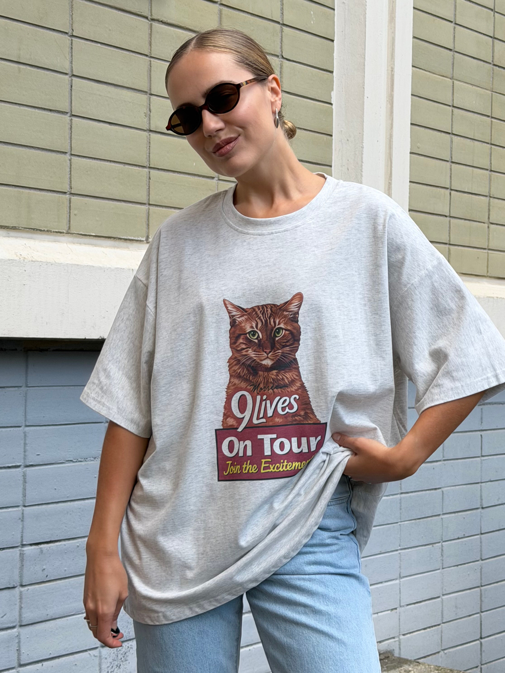Футболка 9 lives серый меланж