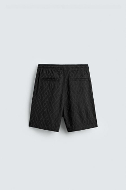 ZARA ШОРТЫ ИЗ ЖАККАРДА С ГЕОМЕТРИЧЕСКИМ РИСУНКОМ, ЧЕРНЫЙ