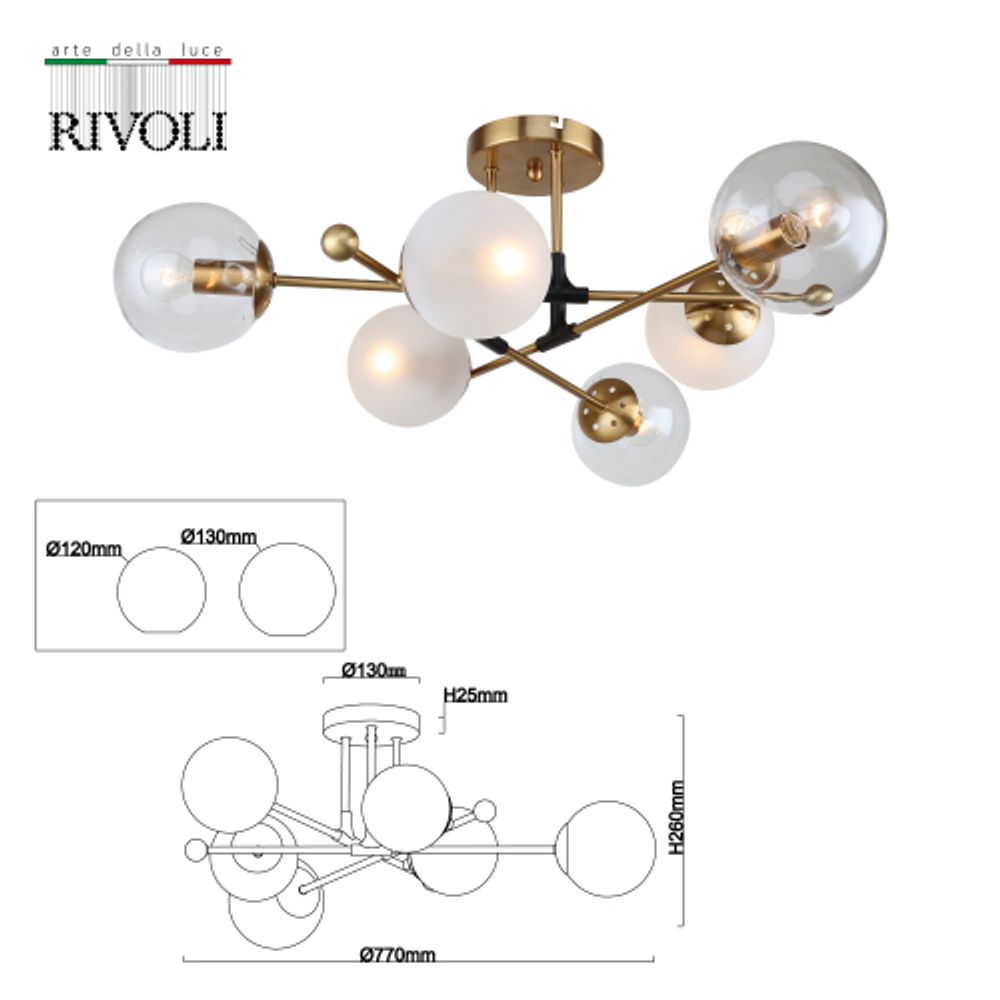 Люстра Rivoli Darlene 3145-306 6 х Е14 40 Вт модерн | Модерн