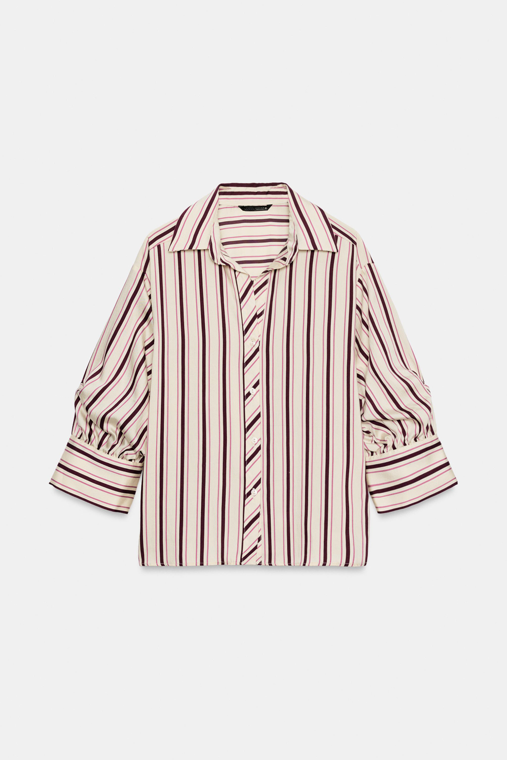РУБАШКА В ПОЛОСКУ С РУКАВАМИ 3/4 — ZARA