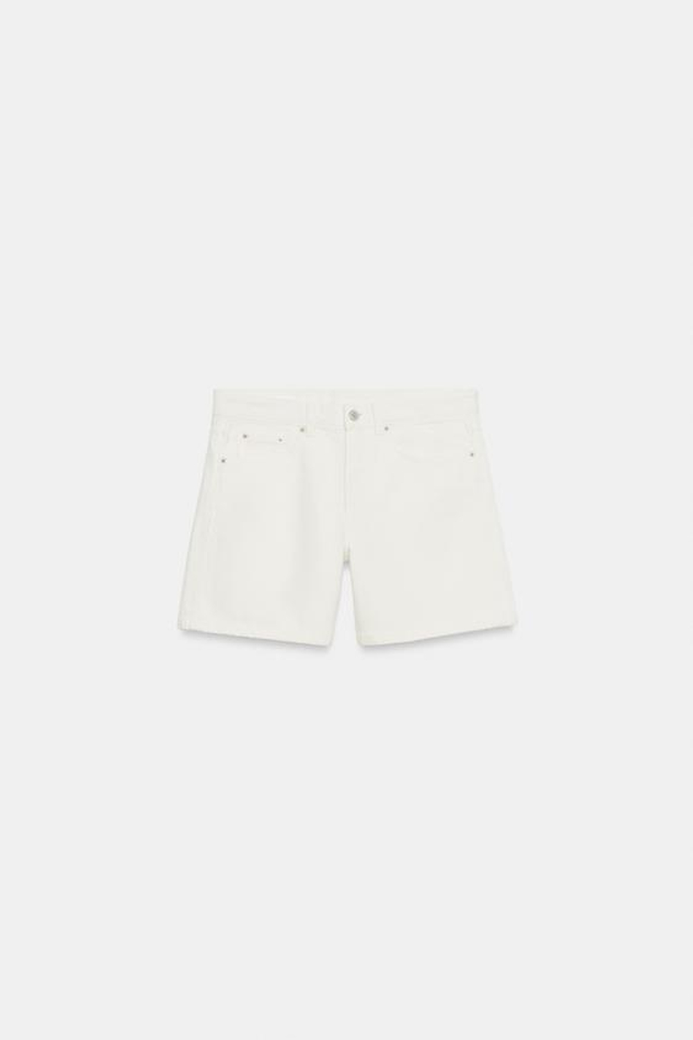 ZARA ДЖИНСОВЫЕ ШОРТЫ TRF СО СРЕДНЕЙ ПОСАДКОЙ, ЖЕЛТОВАТО-БЕЛЫЙ