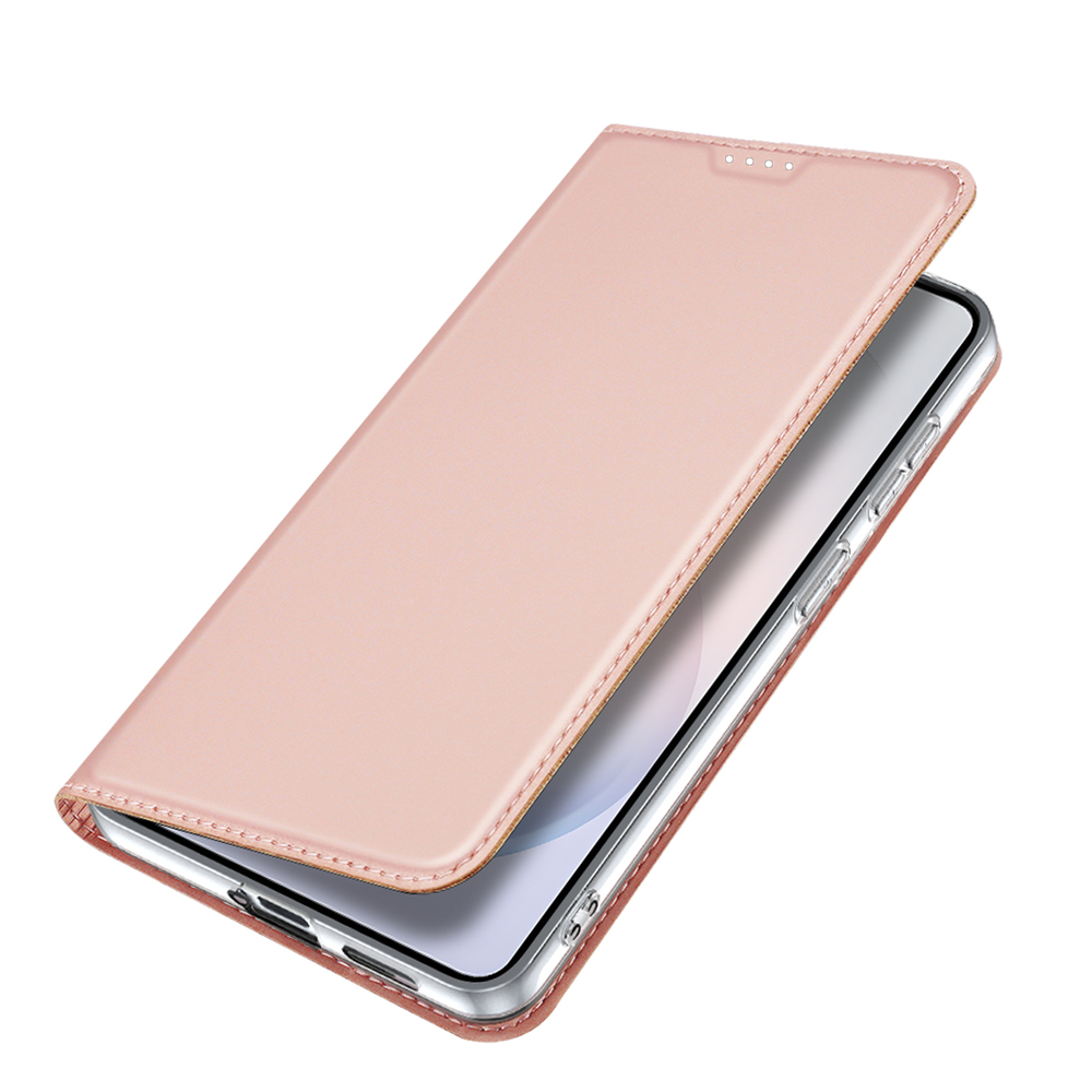 Чехол книжка из кожи розового цвета для Samsung Galaxy S26, серия Skin Pro Series от Dux Ducis