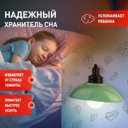 Ночник - светильник светодиодный ЭРА NLED-487-1W-SW-GR настенный на батарейках с выключателем зеленый | Ночники
