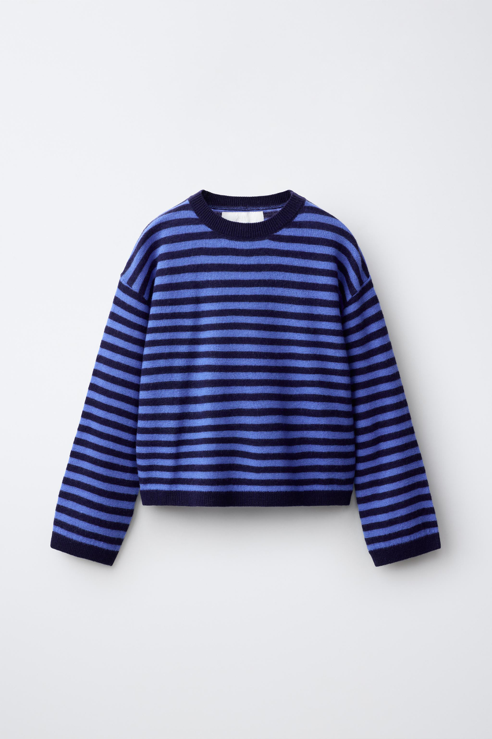 ZARA ШЕРСТЯНОЙ СВИТЕР В ПОЛОСКУ, МОРСКОЙ СИНИЙ