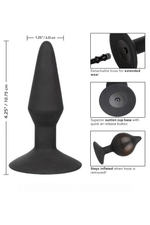 Расширяющаяся анальная пробка со съемным шлангом Medium Silicone Inflatable Plug - 10,75 см. (Цвет: черный)