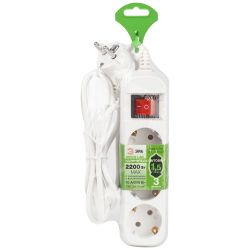 Удлинитель электрический ЭРА UDL-10-315-ES Greenline 3 розетки с заземлением с выключателем 1,5м ПВС 3x0.75мм2 | Электротовары