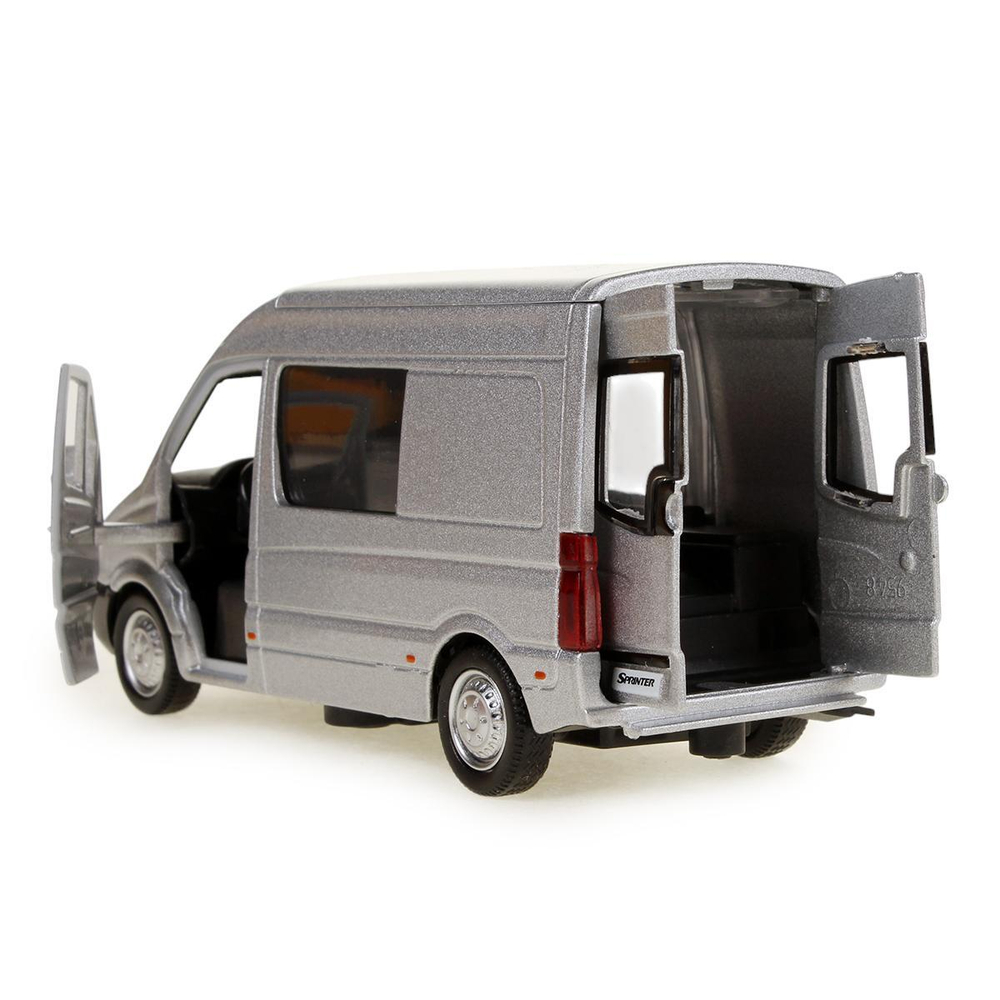 Модель ин. мет. "Mercedes-Benz Sprinter" 14см, двери, серебристый, коробка SPRINTERVAN-14-SR(Технопарк)