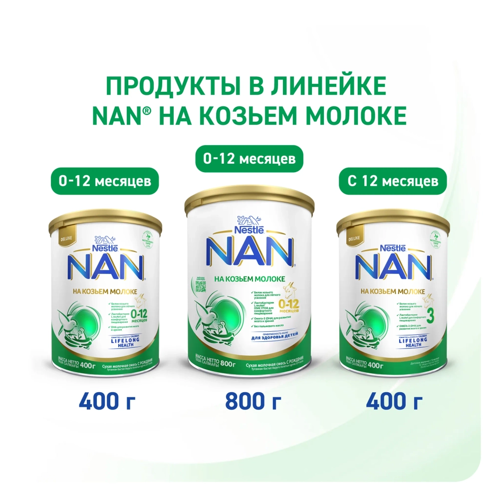 Смесь Nan на козьем молоке 800 гр 0-12 месяцев