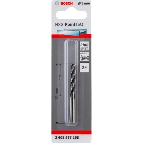 Сверло по металлу 3х33х61 мм HSS PointTeQ BOSCH 2608577158