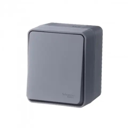 ATLASDESIGN PROFI IP54 О/У 1-клавишный ВЫКЛЮЧАТЕЛЬ, сх.1, 10АХ, АНТРАЦИТ