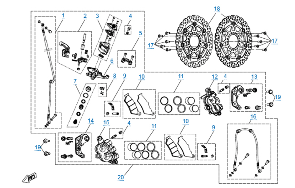 Колодки тормозные передние CFMOTO Moto 400, 650, 700, A000-0801C0