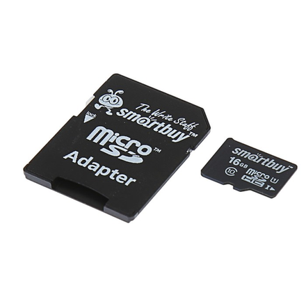 Micro SDHC карта памяти Smartbuy 16GB (с адаптером SD)
