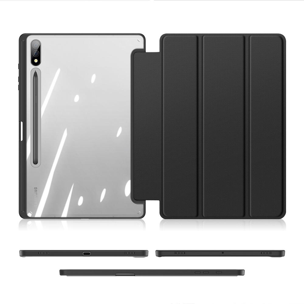 Чехол книжка черного цвета от Dux Ducis для Samsung Tab S10 Plus, S9 Plus и S9 FE Plus, серия Toby Series Case, с функцией пробуждения и сна