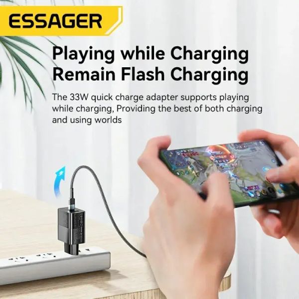 Адаптер питания Essager 33Вт (Type-C + USB-A) Черный