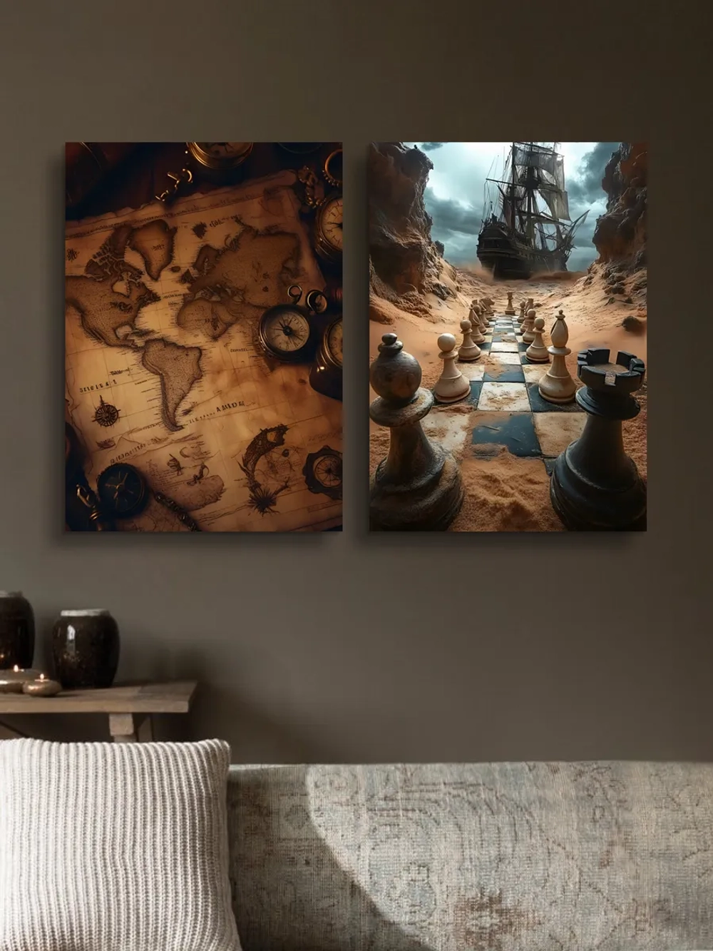 Картина Карта времен и игры модульная 50x70см 2шт.