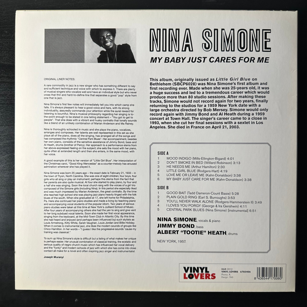 Nina Simone ‎– My Baby Just Cares For Me (Европа 2012г.)