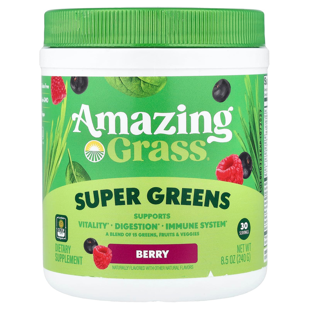 Amazing Grass, суперзелень, с ягодным вкусом, 240 г (8,5 унции)