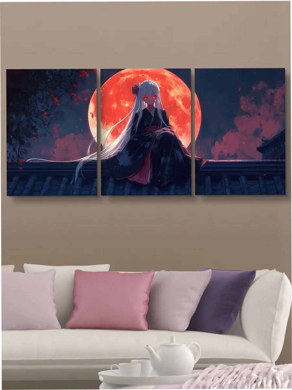 Картина Ночная луна модульная 50x70см 3шт.