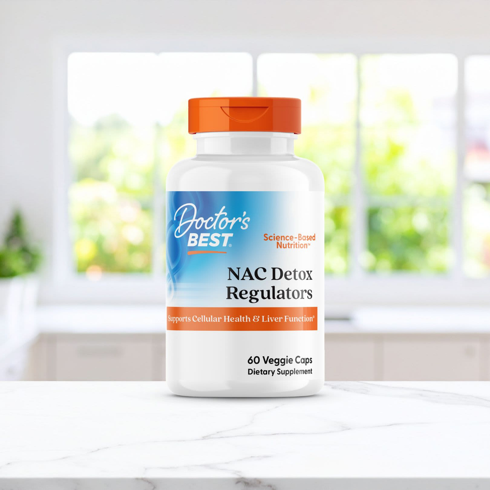 Doctor's Best, N-ацетилцистеин (NAC) для регуляции процесса детоксикации, 60 вегетарианских капсул
