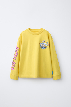 ZARA ЛОНГСЛИВ С ЛОГОТИПОМ RIPNDIP ©, ЖЕЛТЫЙ
