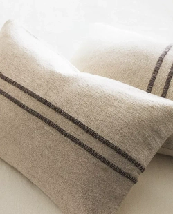 ZARA HOME НАВОЛОЧКА ДЛЯ ДЕКОРАТИВНОЙ ПОДУШКИ С КОНТРАСТНОЙ ЛИНИЕЙ, СВЕТЛО-БЕЖЕВЫЙ