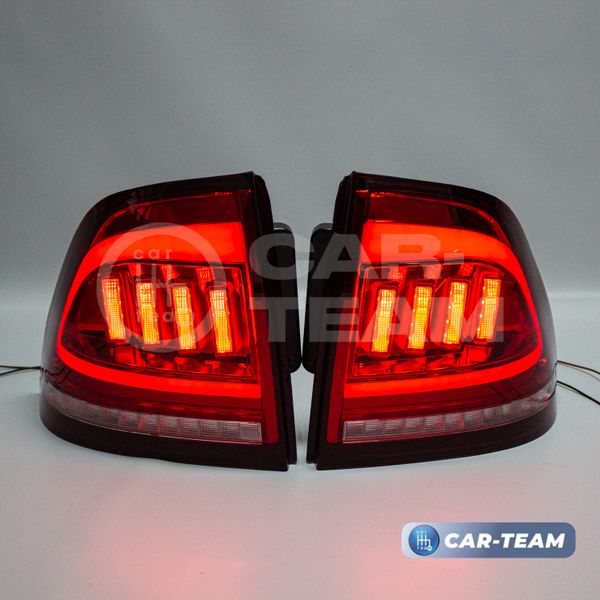 Задние фонари Лада Приора в стиле Mustang светодиодные, красные (21704-3716010-90/21704-3716011-90)