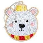Кристальная (алмазная) мозаика Фрея ALVP-035, подвеска, белый мишка, 8.5х10 см
