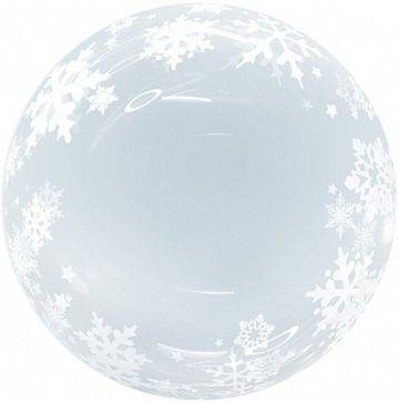 К 18'' Сфера 3D Deco Bubble Белые снежинки Прозрачный