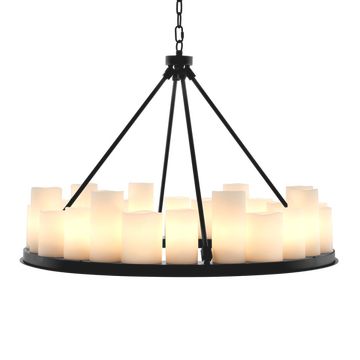 Eichholtz Chandelier Commodore ø 90 cm, Black Finish / Including Faux Candle Shades