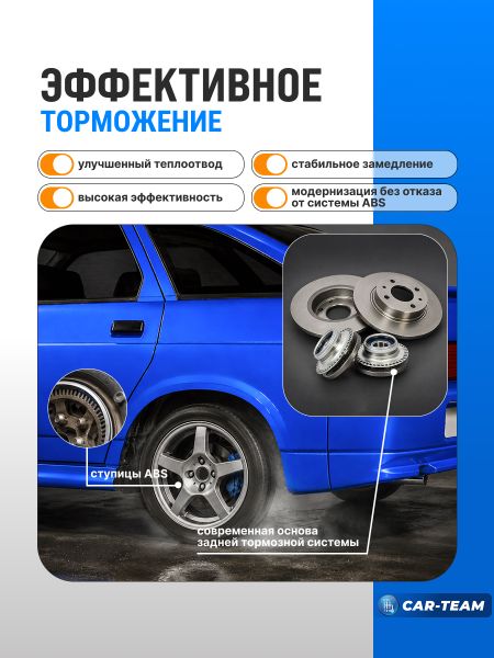 Тормоза задние дисковые ЗДТ на ВАЗ 2108-21099, 2110-2112, 2113-2115, Лада Приора (с АБС) на базе суппортов Лада Веста Sport