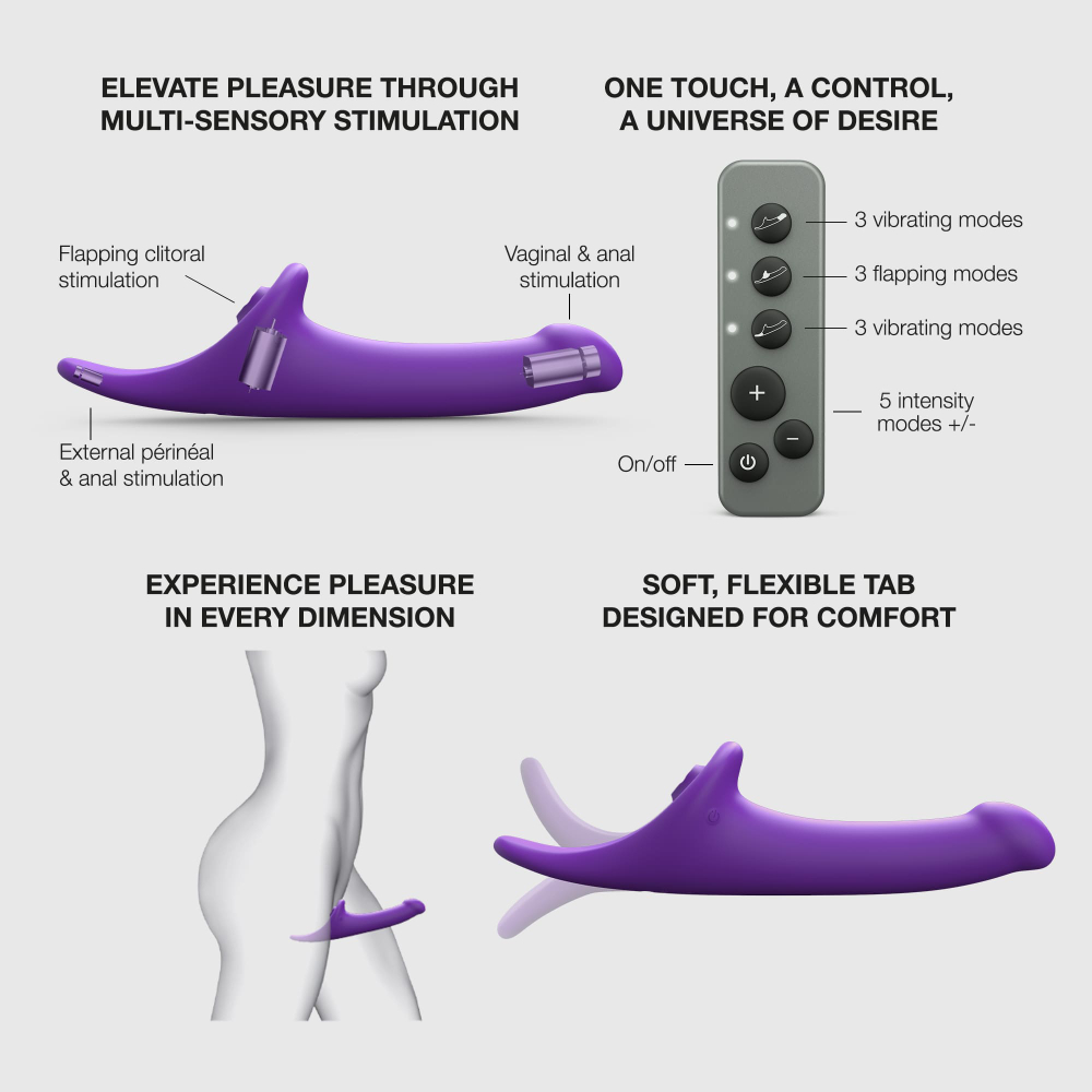 Фаллоимитатор Strap-on-me MULTI ORGASM DILDO c стимуляцией клитора и вибрацией М (фиолетовый)