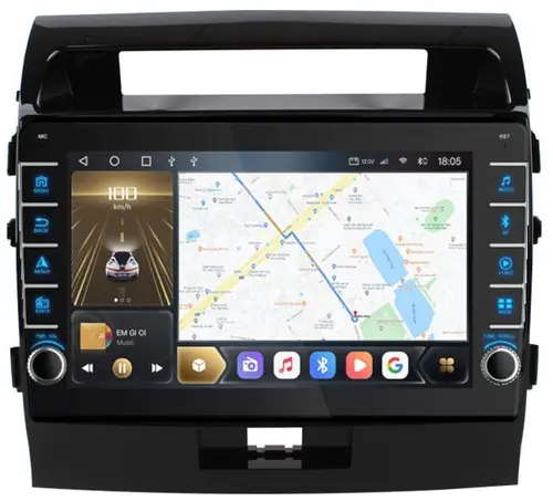 Магнитола для Toyota Land Cruiser 200 2007-2015 (экран климата внизу) - Kuberg OL-1620-1 (кнопки и крутилки), Android 12, Быстрая, CarPlay, 4G SIM-слот