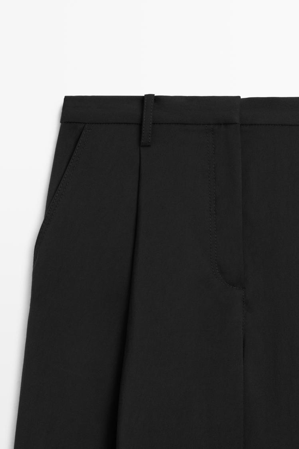Massimo Dutti Драпированные укороченные широкие брюки, черный