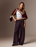 Женские брюки barrel из мягкой ткани с отворотом на поясе - BERSHKA