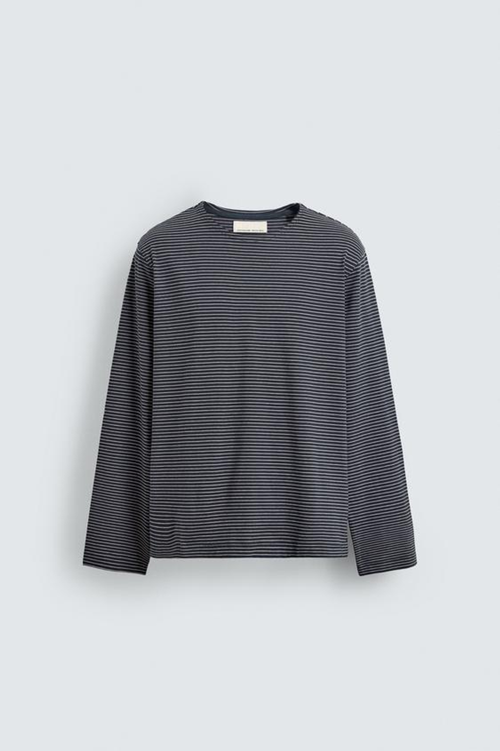 ZARA ЖАККАРДОВАЯ ФУТБОЛКА В ПОЛОСКУ, МОРСКОЙ СИНИЙ